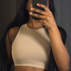 Garage Tan Textured Crop Top